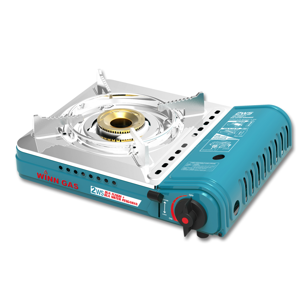 Winn Gas Portable Stove W2WS Double Safety Double Function Light Blue